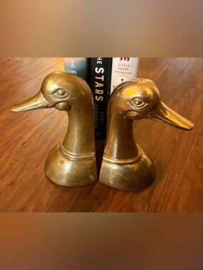 Vintage Brass Duck Head Bookends - Set of 2